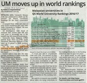 UM moves up in world rankings