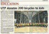 UTP donates 200 bicycles to kids