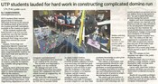 UTP students lauded for hard work in constructing complicated domino run