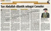 Tun Abdullah dilantik sebagai Canselor
