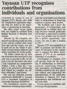 Yayasan UTP recognises contributions from individuals and organisations