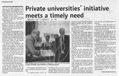 Private universities' initiative meets a timely need