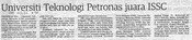 Universiti Teknologi Petronas juara ISSC