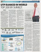UTP ranked in world top 200 by subject