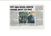 UTP cipta kereta elektrik mampu pecut 150 km/j
