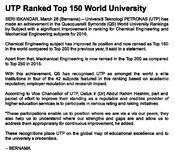 UTP Ranked Top 150 World University